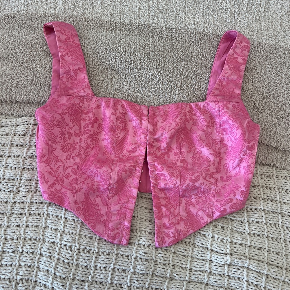 Princess Polly Pink Patterned Crop Top